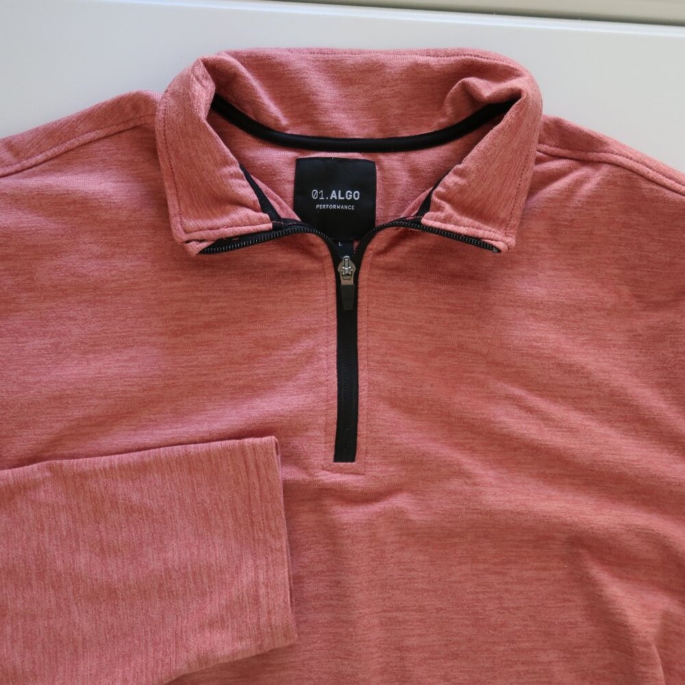01.Algo Performance 1/4 Zip Men's Large Red Heathered Golf Shirt Casual